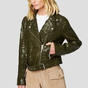 Blank NYC Faux Croc Vegan Moto Jacket NWT SZ S Retail $188 Sold Out Everywhere